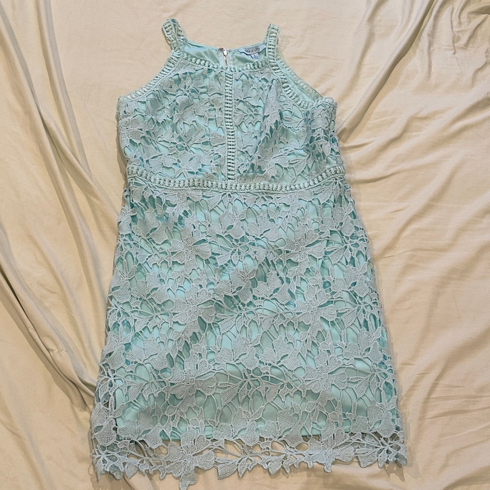 She + Sky Mint Lace Sleeveless Dress